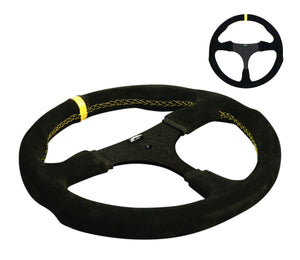 
            
                Load image into Gallery viewer, Suede Flat Steering Wheel 290mm (11.4&amp;quot;) No Holes
            
        